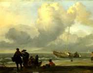 Ludolf Bakhuizen - A Beach Scene with Fishermen